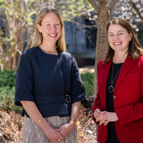 Rachel Riedl and Colleen Barry on Cornell campus