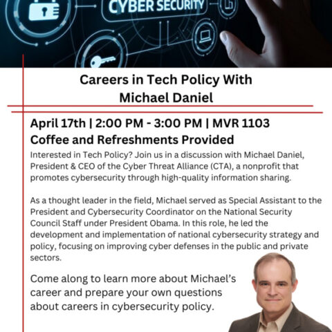 Poster of BTPI event Careers in Tech Policy with Michael Daniel