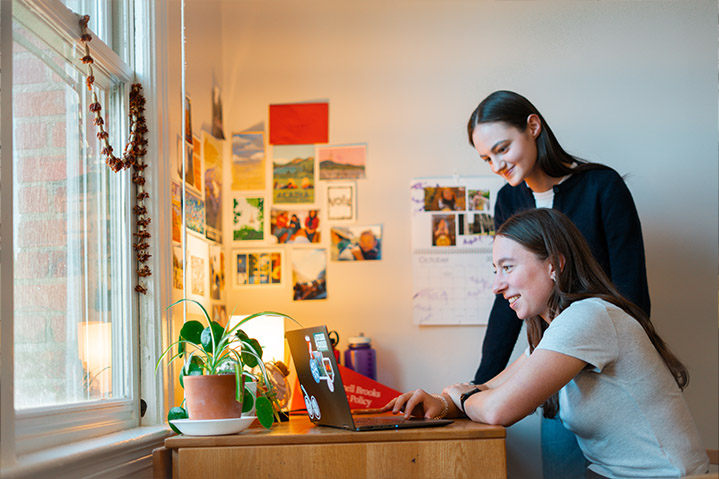 Two students in dorm room