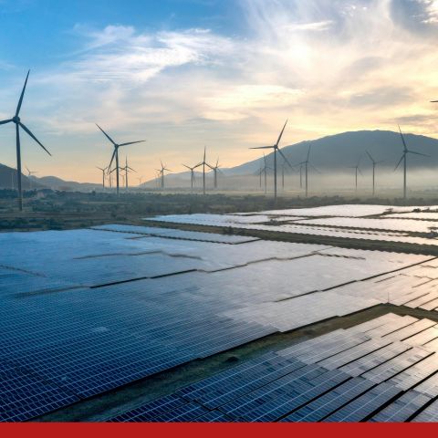 Wind turbines and solar panels