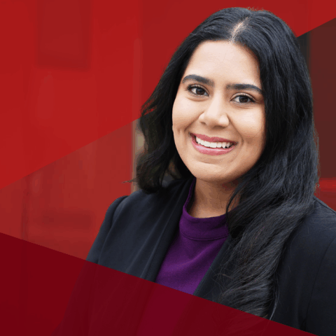 MHA student with red triangle overlays