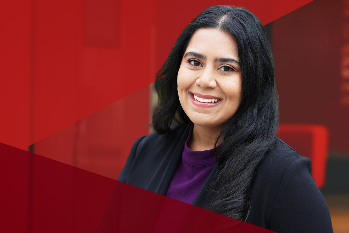 MHA student with red triangle overlays