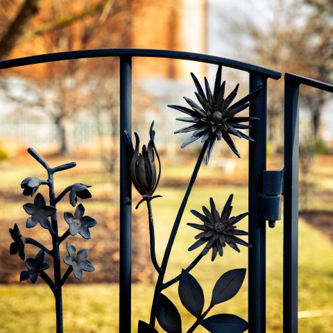 iron gate with flower design