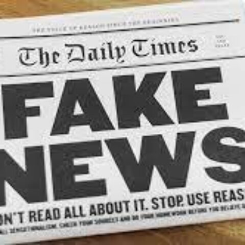 the daily times newspaper front page with the words 'fake news'